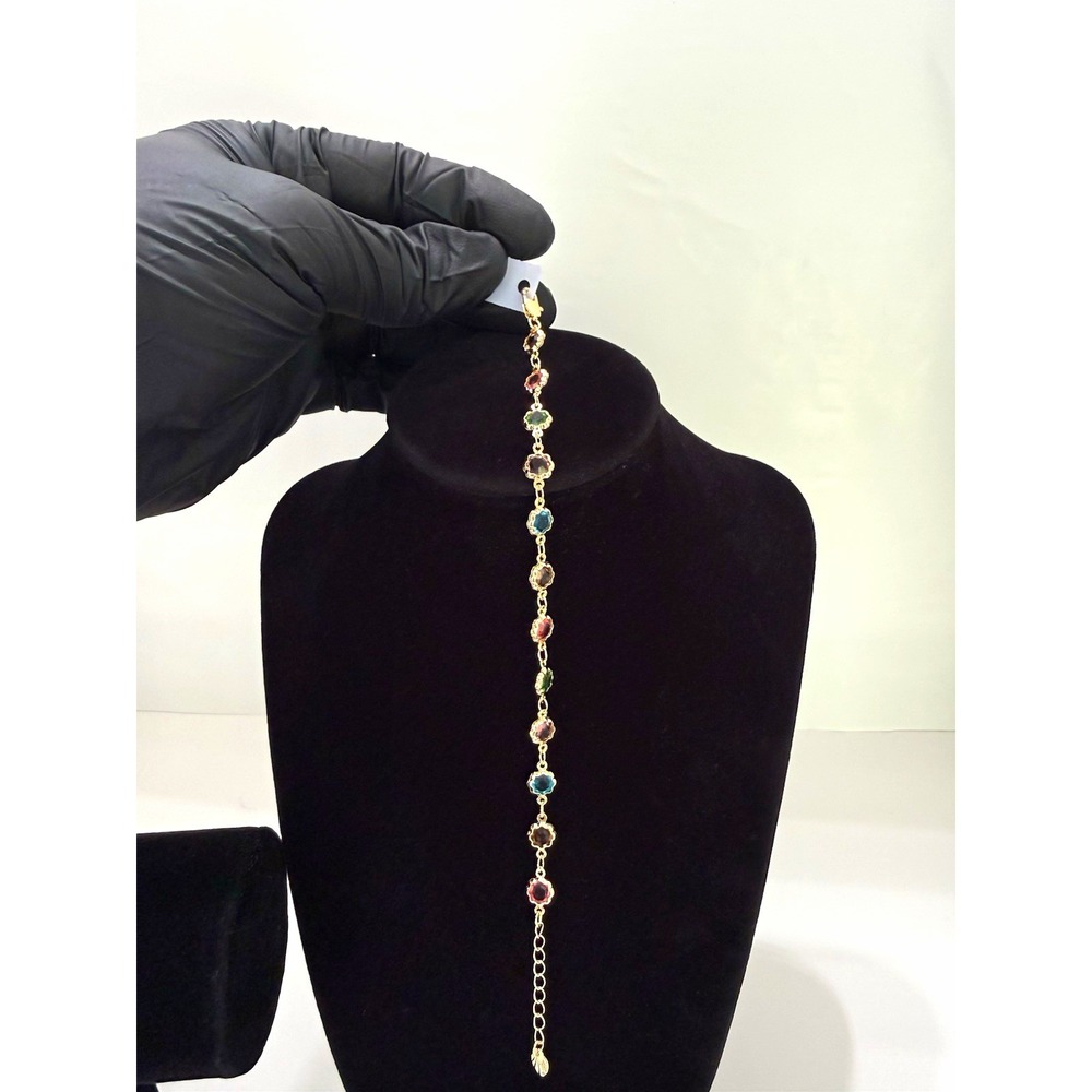 Gold filled candy Adjustable 7-8inch Bracelet Multicolor Crystal Station Lobster